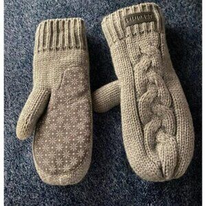 🆕Women Blush Touchscreen Sherpa Lined Cold Weather Chunky Cable Knit Mittens